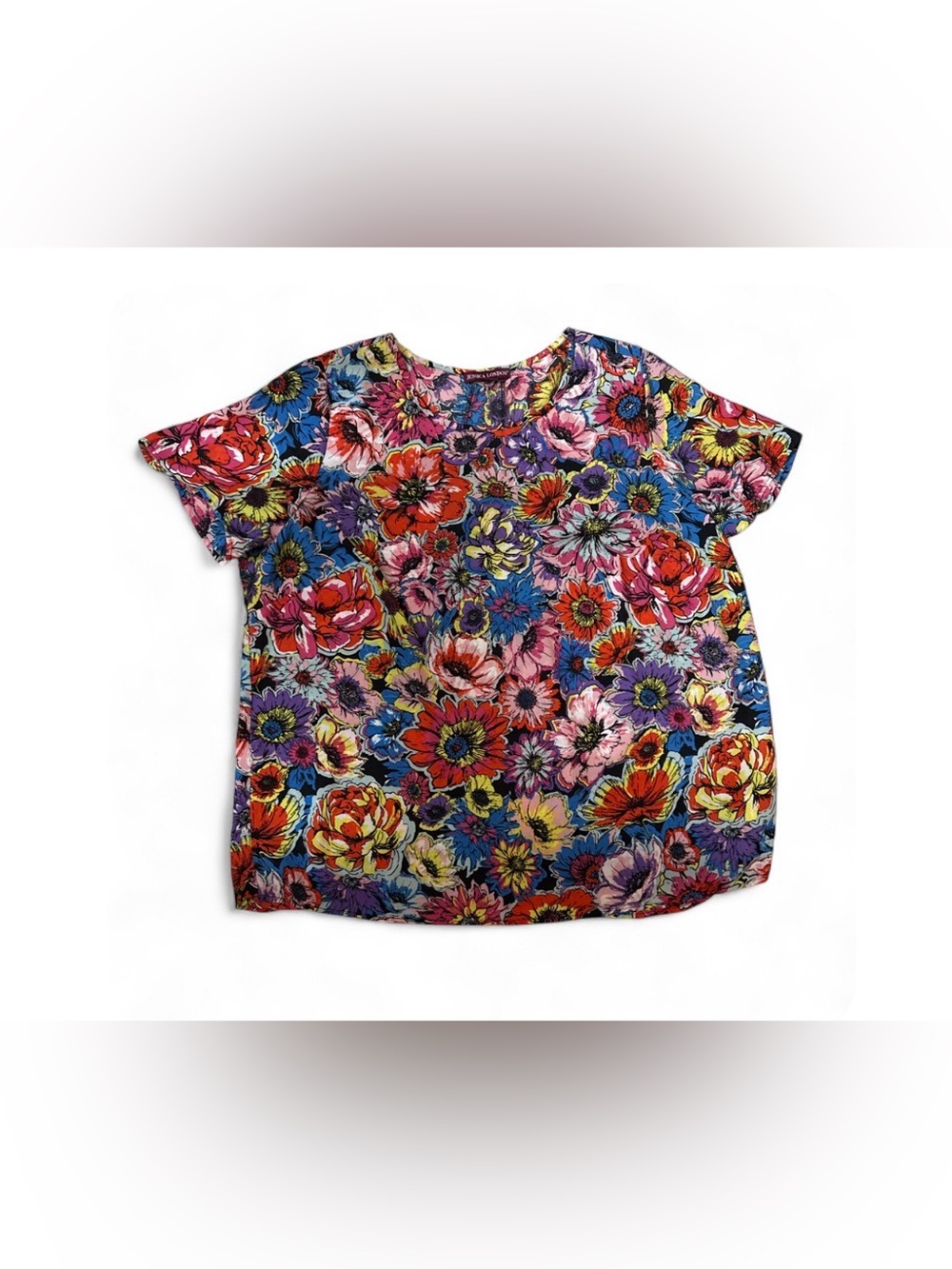 Jessica London Multicolor Floral Short Sleeve Tee